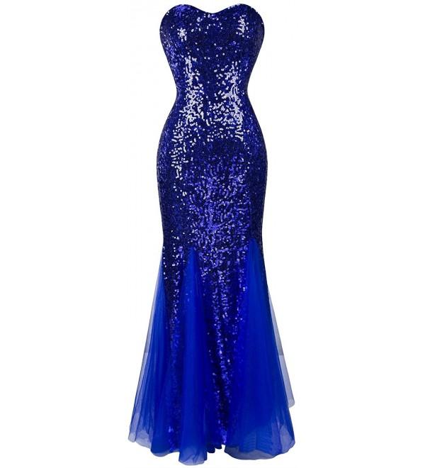 Angel-fashions Women's Sleeveless Blue Sequins Tulle Evening Dress ...