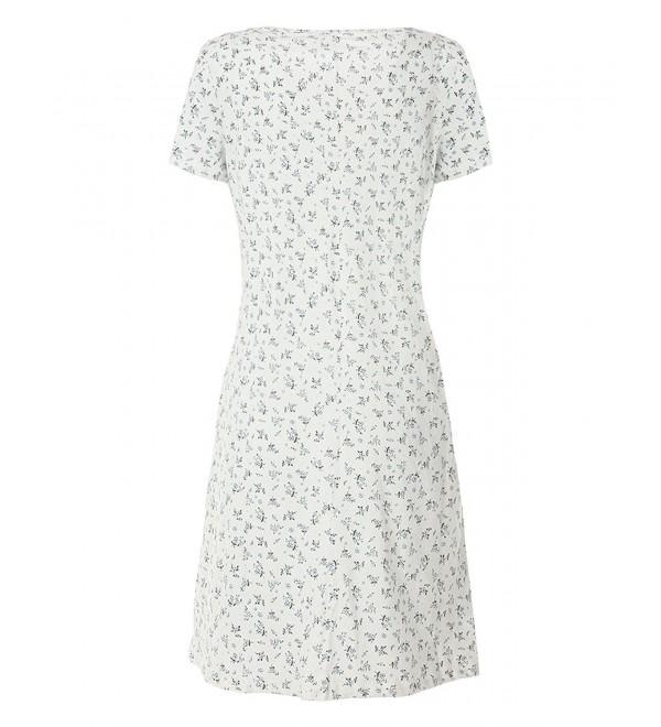 Cotton Printing Sleepwear Short Sleeves Nightgown Knitted Sleep Dress ...