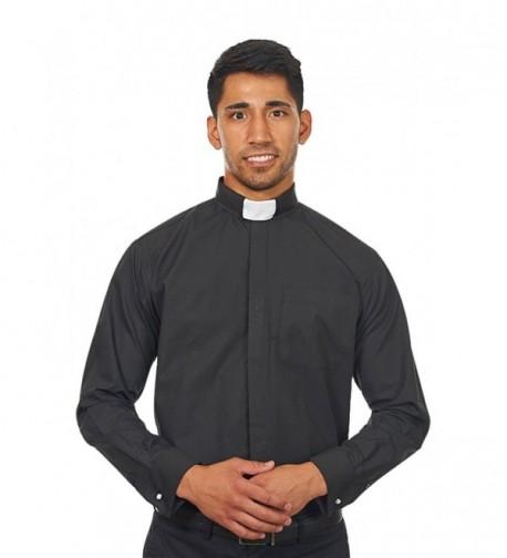 Sleeves Collar Clergy Shirt Black
