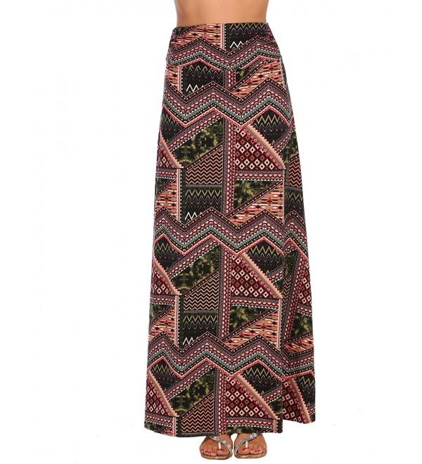 Womens Fold Over Waistband Maxi Skirts - Green - CK186GTLYIT