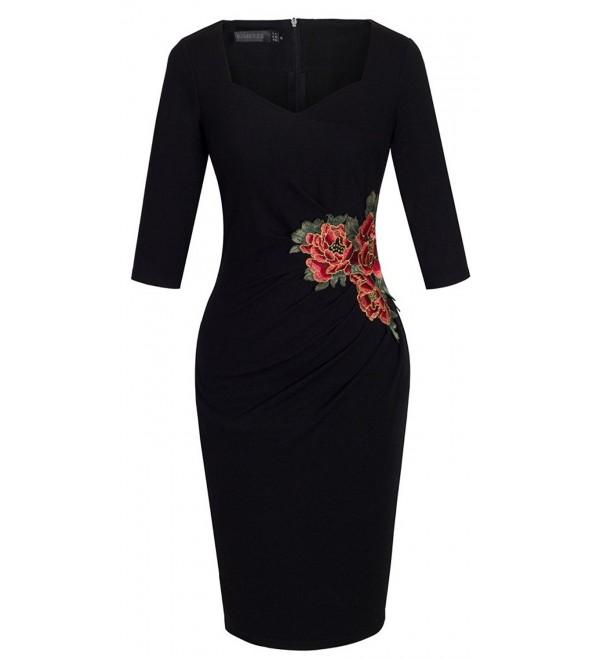 HOMEYEE Womens Career Floral Vintage