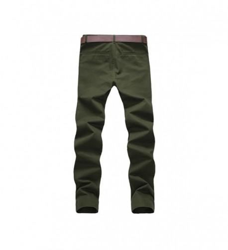 Men's Slim Tapered Flat Front Casual Pants - Army Green - CN180O58XR4