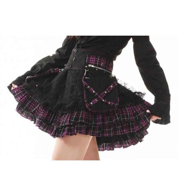 Women's Punk Lolita Nana Skirt - Black and Purple - CM11EHFKWTF