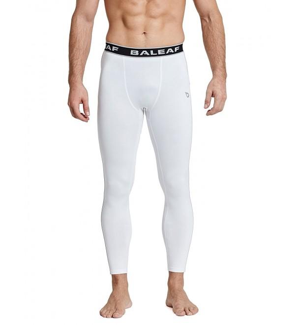 Men's Thermal Compression Baselayer Tights Fleece Lined Pants - White ...
