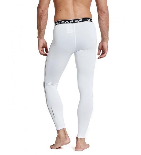 Men's Thermal Compression Baselayer Tights Fleece Lined Pants - White ...