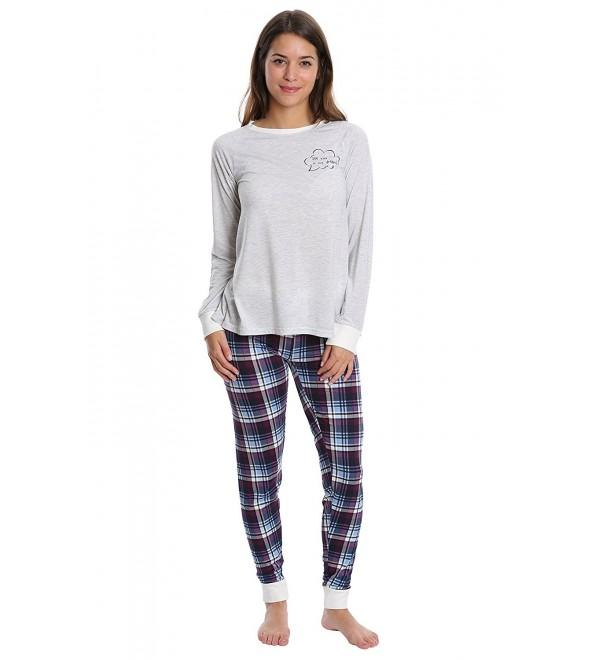 Women's Pajamas Super Suede Jogger Lounge Pant Sleep Set - Ivory ...