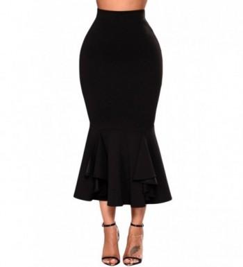 Womens Plus Size Pencil Skirt Vintage High Waist Bodycon Mermaid Skirt ...