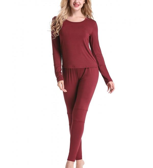 Women's 2 Pc Thin Long John Thermal Underwear Set Top & Bottom S-XXL ...