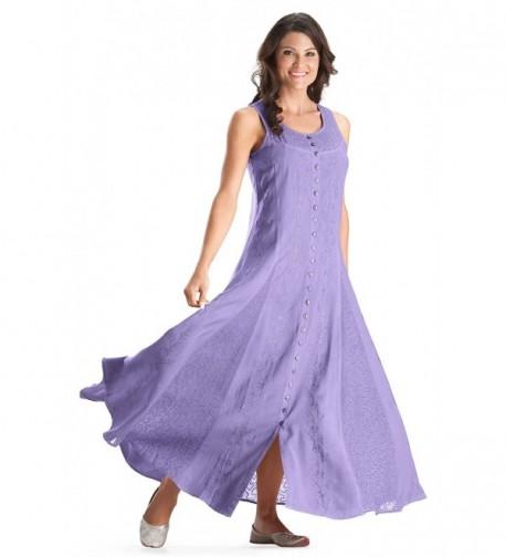 Julie Godet Inlays Embroidered Full Skirt Maxi Sun Dress - Lavender ...