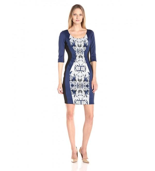 Sangria Womens Sleeve Printed Sheath