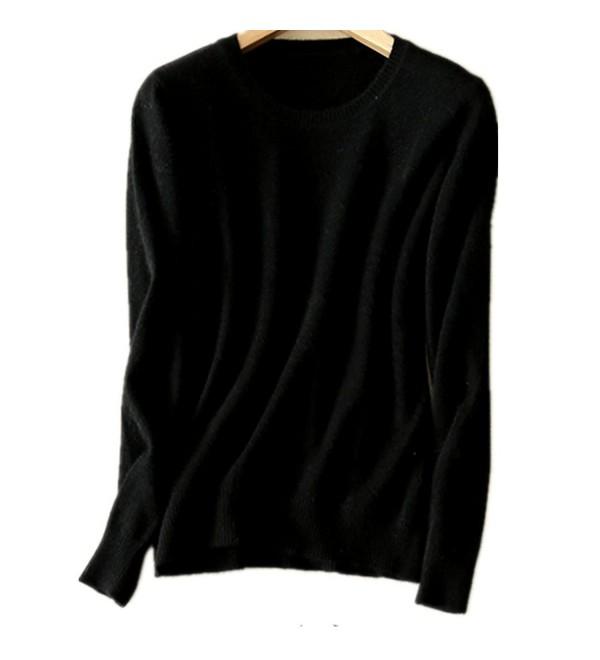 Cashmere Knitwear Pullover Knitted - Black - C9187OQ8RAU