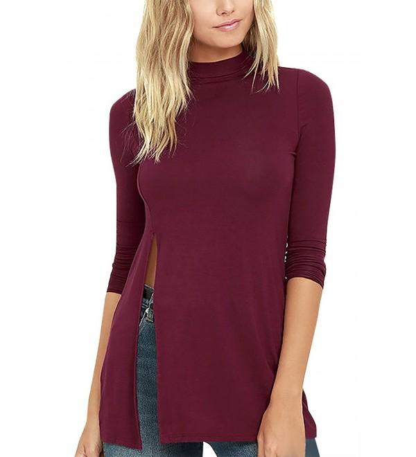 YOINS Women Blouse Burgundy Sleeves