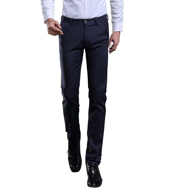 Men's Elastic Stretch Business Workwear Slim Fit Suit Separate Pant ...
