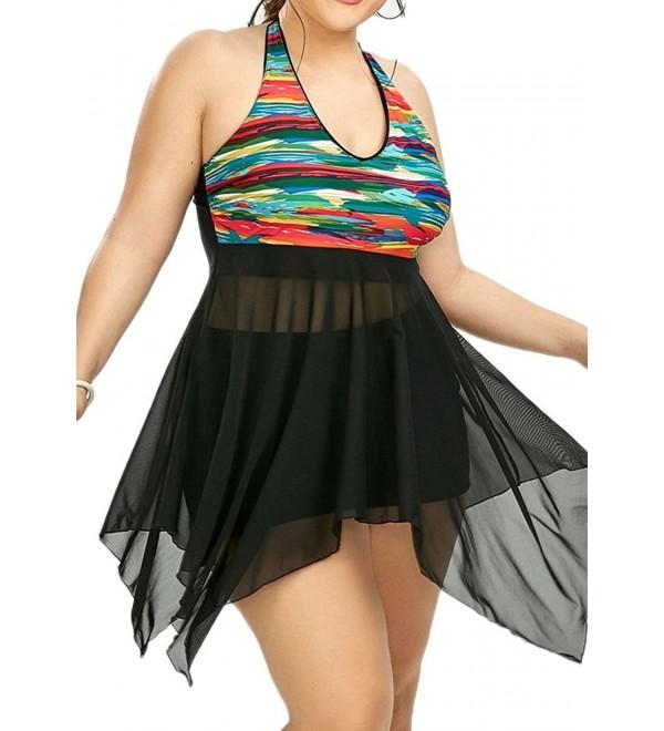 JadeRich Colorful Printing Skirted Swimsuits