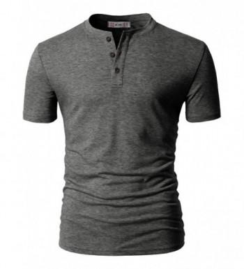 Mens Fashion Casual Front Placket Basic Short Sleeve Henley T-Shirts ...