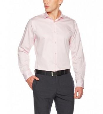 Men's Classic Fit Spread Collar Solid Pink Business Shirt - Pink ...