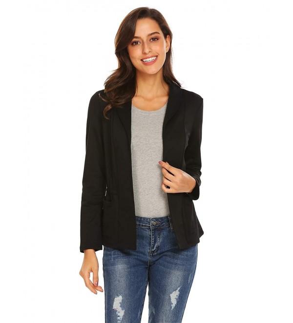 Women's Long Sleeve Cardigan Jacket Work Office Blazer - Black ...