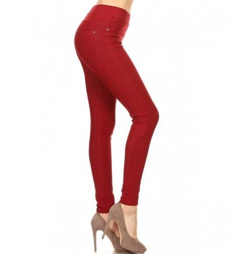 Leggings Depot J04 1004OS BURGUNDY Jeggings