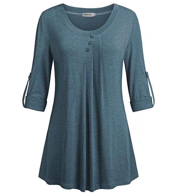 Ouncuty Blouse Casual Cuffed Sleeve