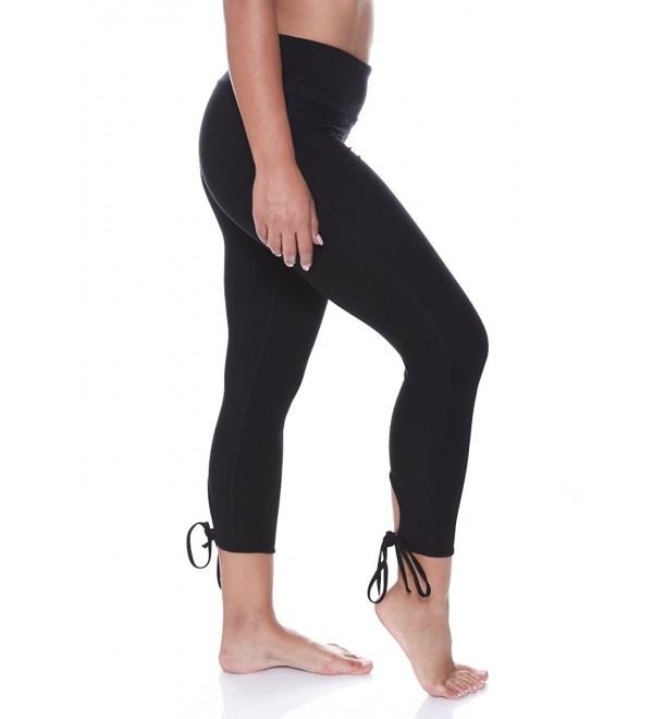 N.Y.L. Women's Workout Exercise Tie Capri Hidden Pocket Yoga Leggings ...