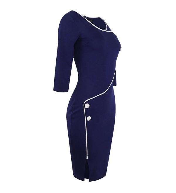 Women's Bodycon Dresses Three Quarter Length Sleeve Low Slit Pencil ...