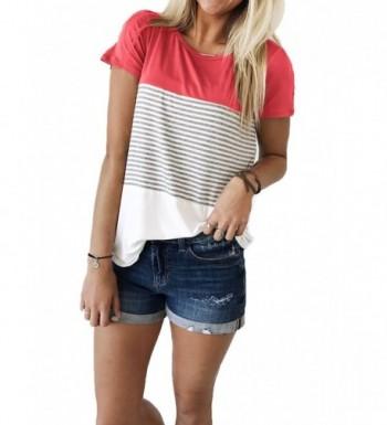 SHOPGLAMLA Stripe Short Sleeves Color