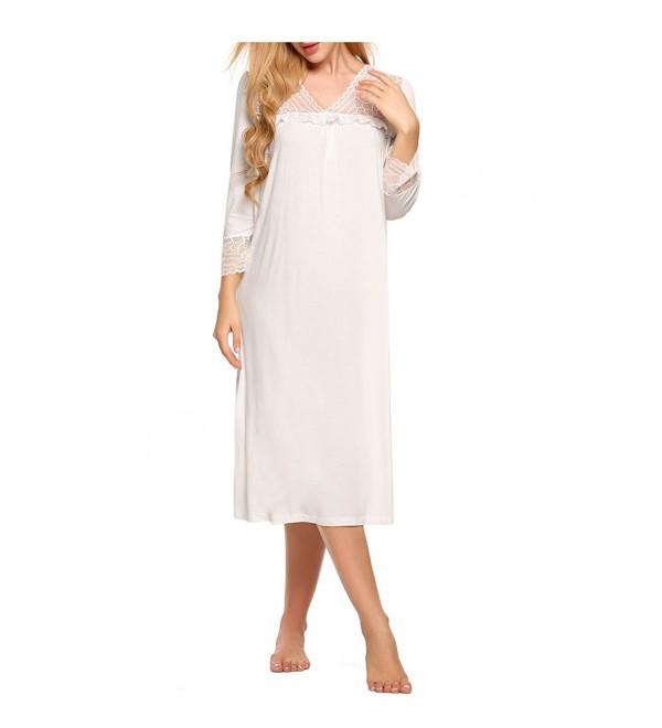 Nightgown Women's Victorian Sleepshirt Night Gown Cotton Lounge Dress ...