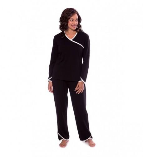 TexereSilk Womens Faux Wrap Pajama TX WB000 007 BLCK R XL