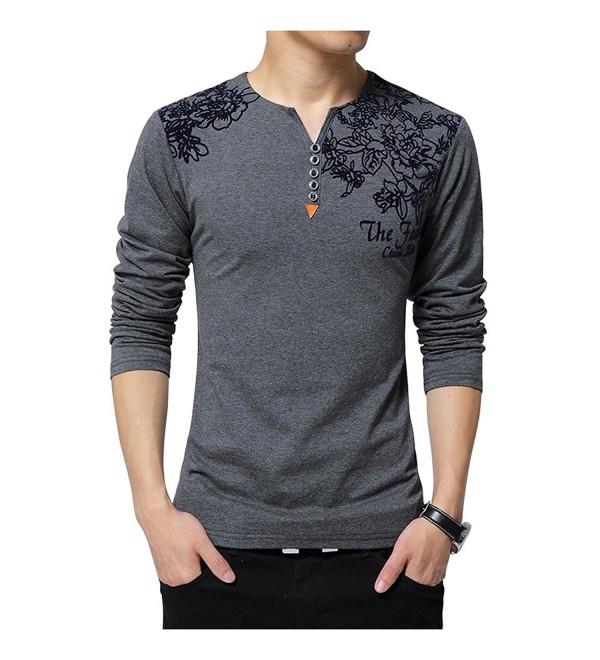 Men's Long-Sleeved Tops Wicking Tide Brand Cotton T-Shirt Henleys ...