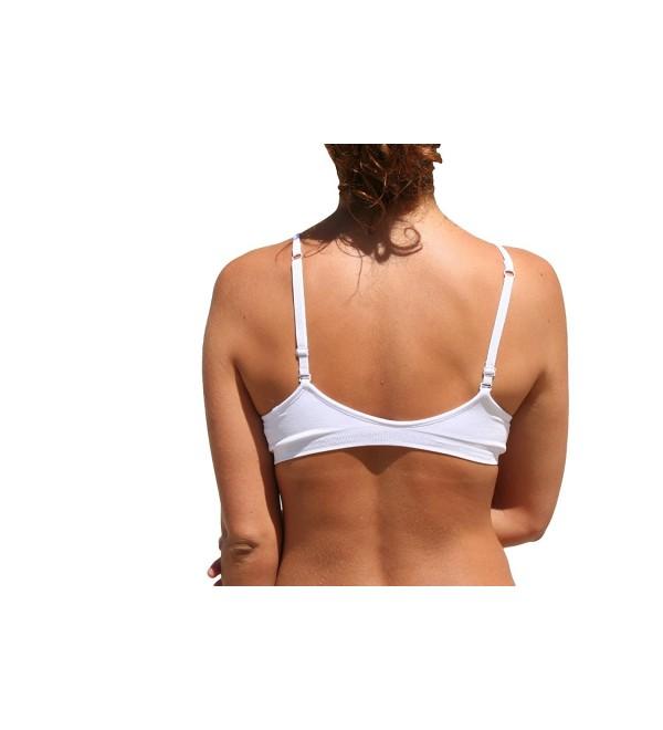 Women's Seamless V-Neck Padded Bralette with Adjustable Straps - White Nude - CO11OR98CRF