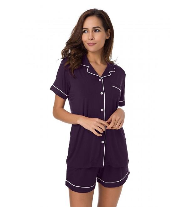 Women's Pajamas Short Sleeve Sleepwear Soft PJ Set Loungewear ...