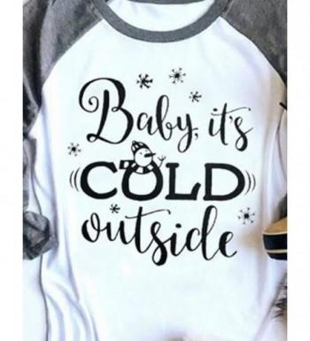 Baby It's Cold Outside Women's Christmas Snowman Letters Print Splicing ...