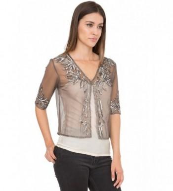 Embellished Bead Bolero Jacket Silver