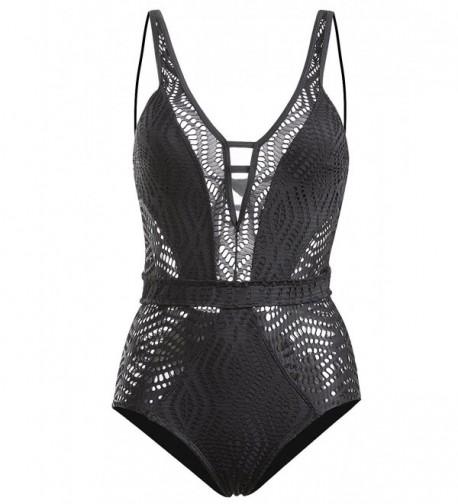 Crochet Swimsuit Monokinis Swimwear - Black - CQ189UCDQX9