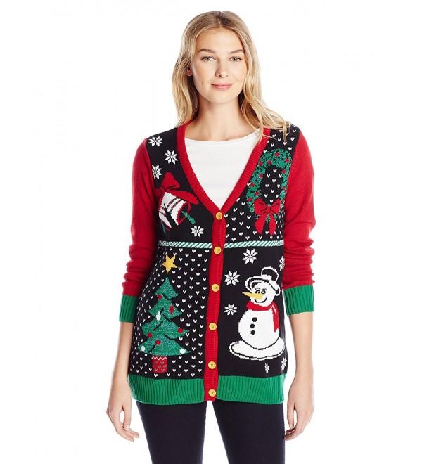 Ugly Christmas Sweater Women's Button-Front Christmas Cardigan Sweater ...