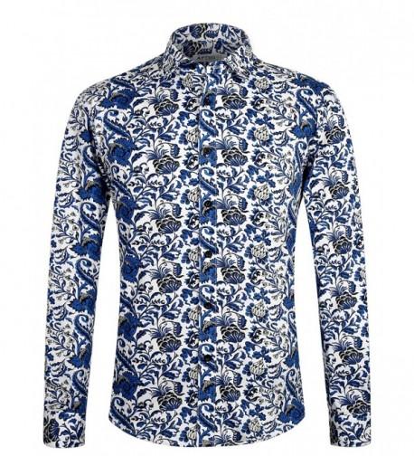 Men's Long Sleeve Paisley Casual Button Down Floral Dress Shirt ...