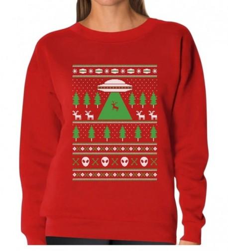 UFO Alien Reindeer Abduction Ugly Christmas Sweater Women Sweatshirt ...