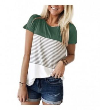 YLOVE Womens Striped Sleeve T Shirt