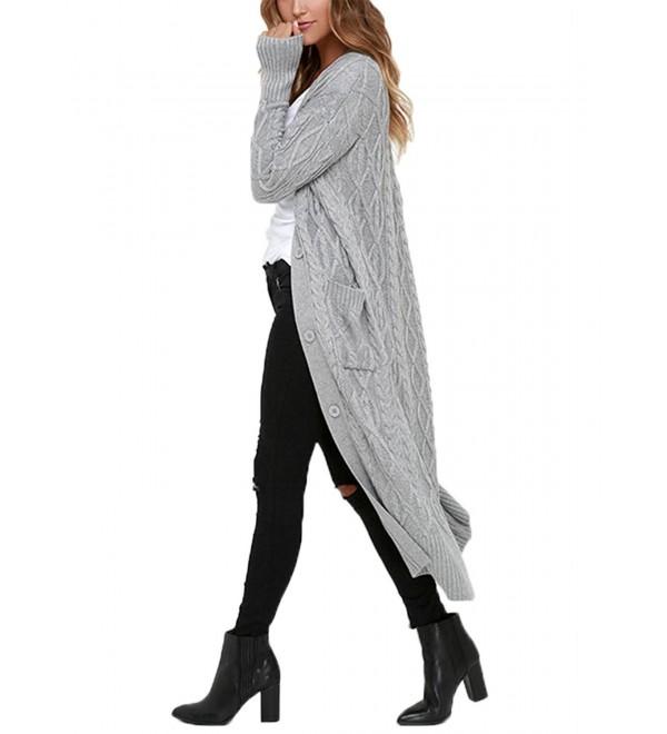 Womens Casual Open Front Long Sleeve Long Cardigans Knit Sweater Coat ...