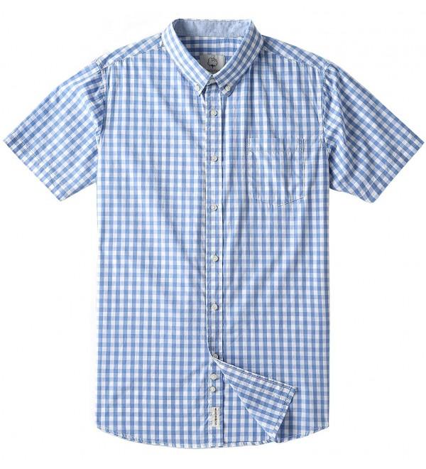 Men's Short Sleeve Plaid Checkered Button Down Casual Shirts - Light ...