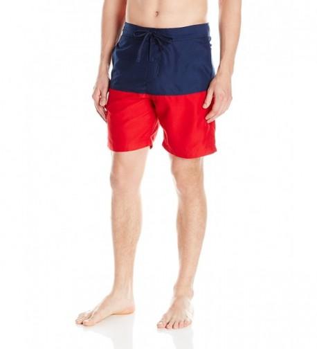 Men's Wet/Dry Magic Pattern Swim Trunk - Red- White-/Blue - CW12O40N3FC