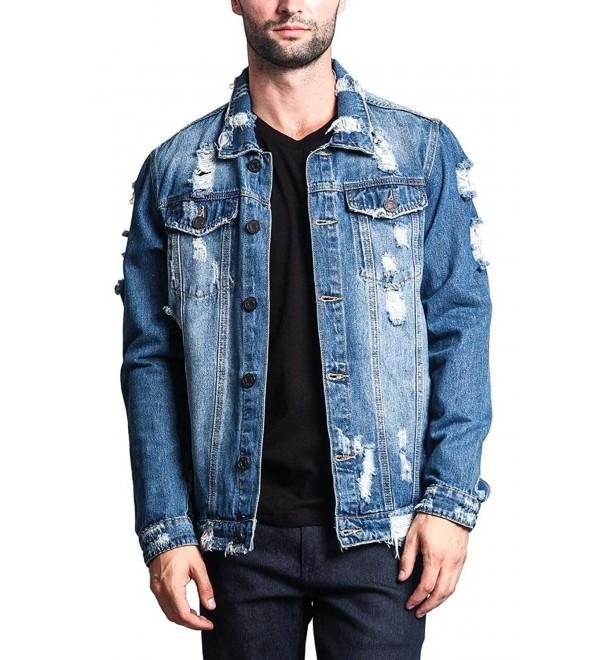 Distressed Denim Jacket - Distressed Indigo - CI186RTEQTX