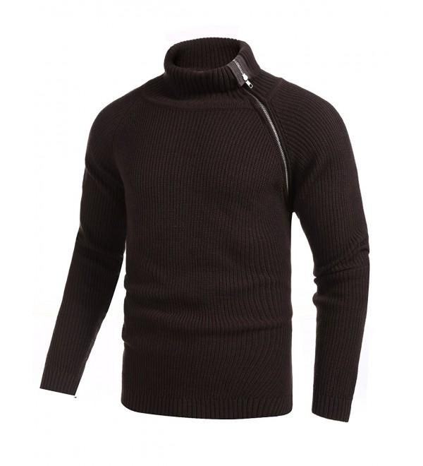 Men's Turtleneck Sweater Ribbed Relaxed Fit Pullover Raglan Knitted ...