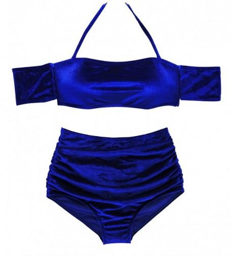 FLORAVOGUE Shoulder Swimwear Bathing Sapphire