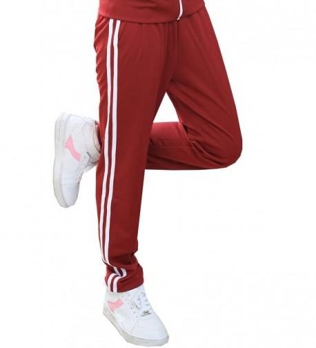 Men's Running Jogging Track Suit Warm Up Pants Gym Training Wear - Wine ...