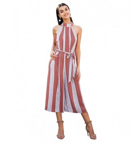 Simplee Apparel Sleeveless Striped Jumpsuit