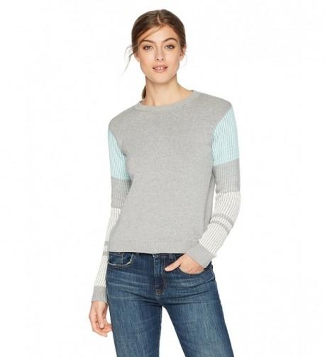 Cable Stitch Contrast Sleeve Sweater Heather
