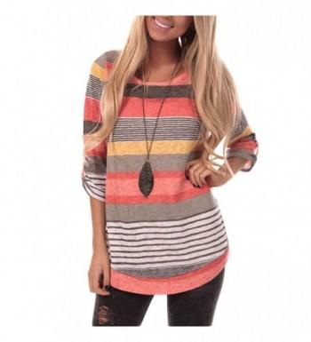 YOUCOO Casual Stripe Crewneck Pullover