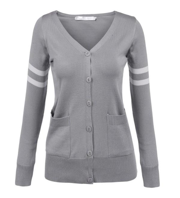 Women Long Sleeve V-Neck Button Down Classic Knit Cardigan Sweater ...