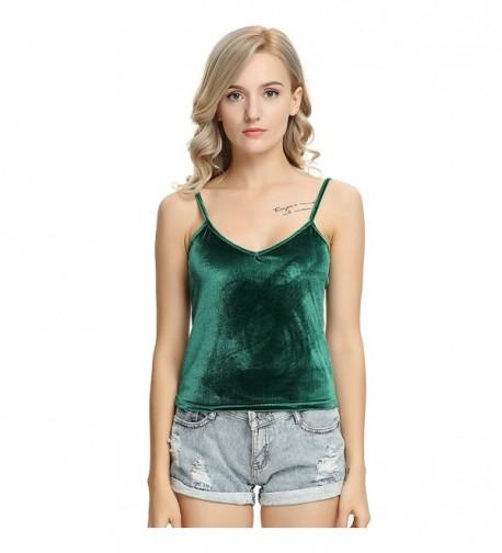 Womens V Neck Velvet Spaghetti Camisole